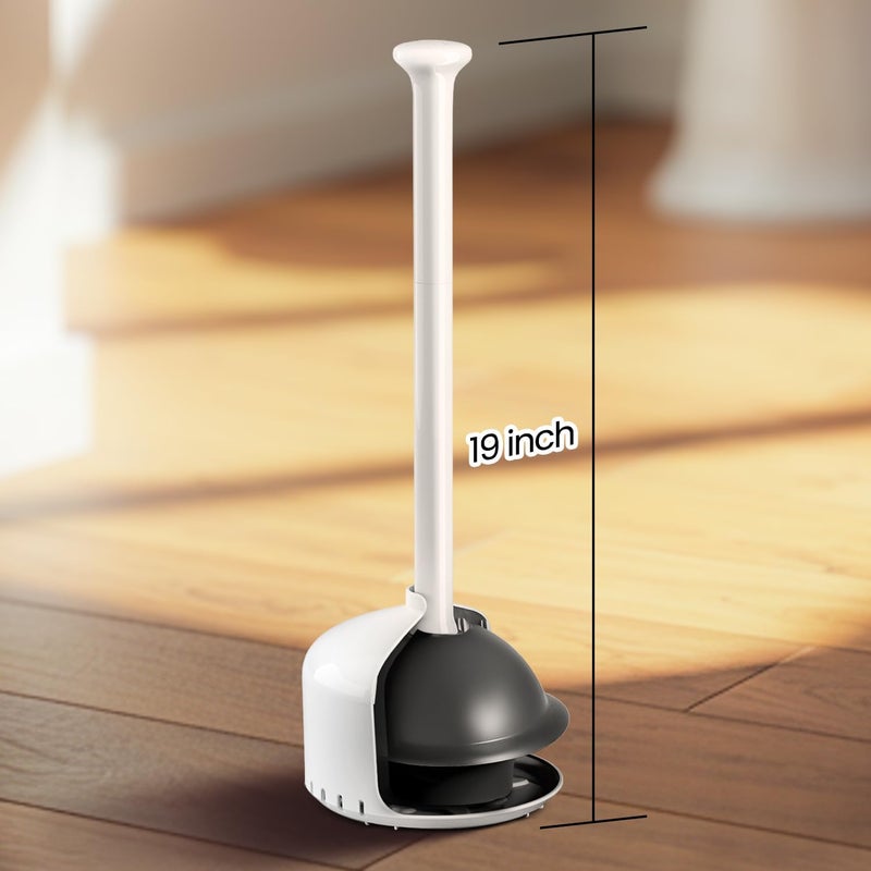 Denvlex Toilet Plunger with Holder, Heavy Duty Plunger and Holder Combo for Bathroom Cleaning, Bathroom Decor, Bathroom Accessories, Toilet Bowl Cleaners, 19-Inch White - Image 5